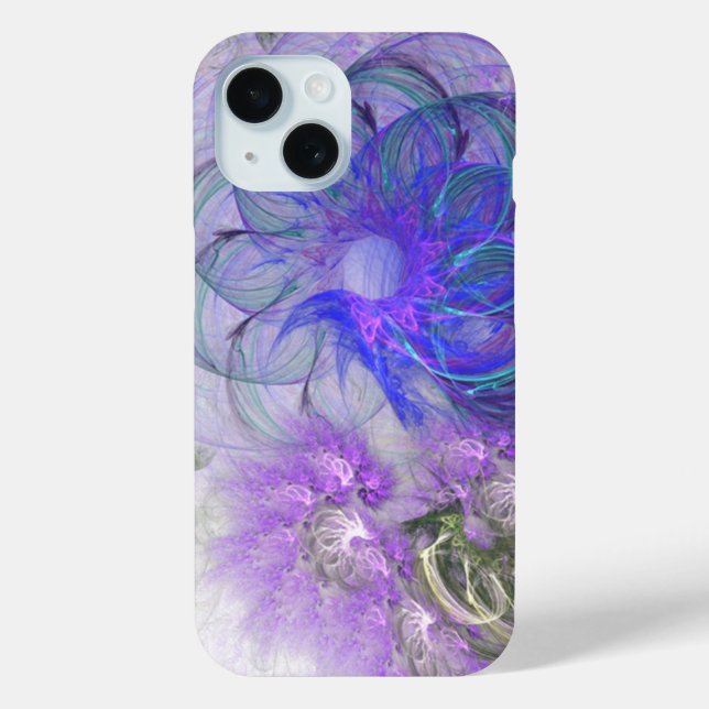 Coques Case-Mate iPhone Fleurs Abstraites dentelles Art numérique bleu vio (Verso)