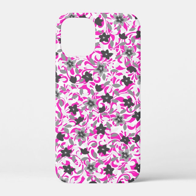 Coques Case-Mate iPhone Fleurs abstraites rose pâle et gris blanc (Verso)