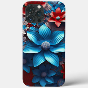 Case-Mate iPhone CASE FLEURS AMÉRICAINES BLEUES BLEUES ROUGES PATRIOTIQU
