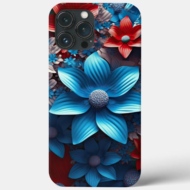 COQUES Case-Mate iPhone FLEURS AMÉRICAINES BLEUES BLEUES ROUGES PATRIOTIQU (Verso)