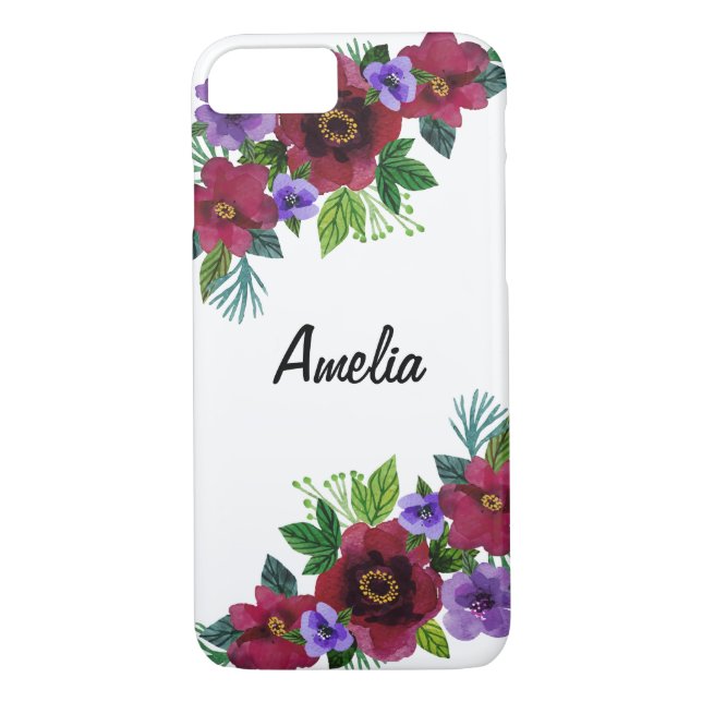 Coques Case-Mate iPhone Fleurs aquarelle brillante romantique couronne flo (Dos)