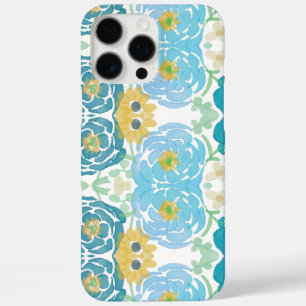 Coques iPhone 16 Pro Max Fleurs aquarelles bleues et jaunes