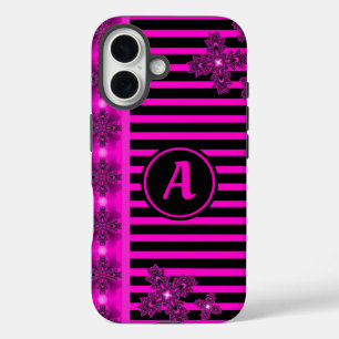 Coque Pour iPhone 16 Fleurs Artdeco en style rétro avec monogramme