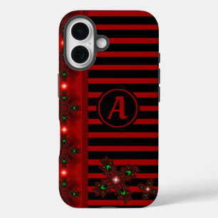 Coque Pour iPhone 16 Fleurs Artdeco en style rétro avec monogramme
