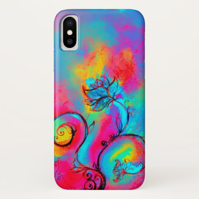 Coques Case-Mate iPhone FLEURS BLANCHES bleu rose (Dos)