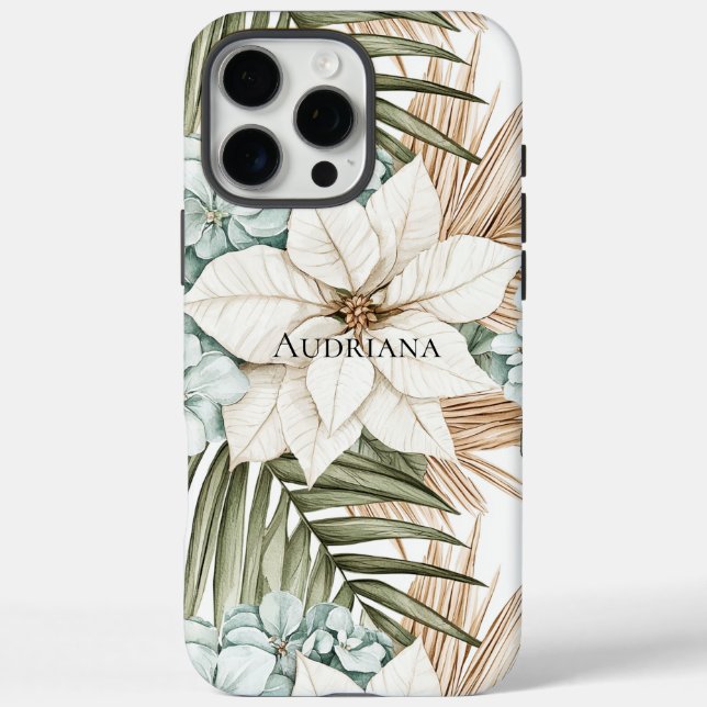 Coques Case-Mate iPhone Fleurs blanches bleues tropicales (Verso)