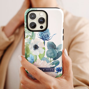 Case-Mate iPhone Case Fleurs blanches classiques Nom personnalisé