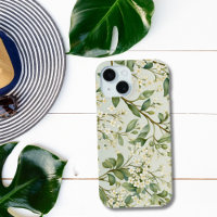 Fleurs Blanches de Feuillage Floral Aquarelle