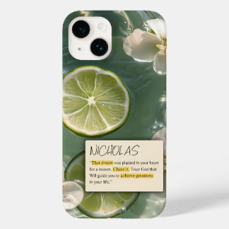COQUE POUR iPhone 14 FLEURS BLANCHES ET CITRON DANS LA MER