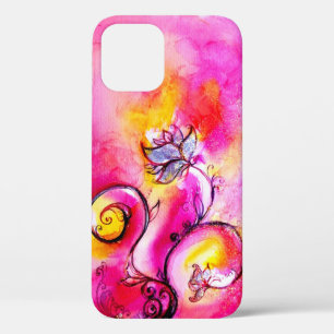 Coque iPhone 12 FLEURS BLANCHES, FLEUVES Florales Violettes Rose J