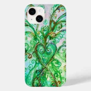 Coque Pour iPhone 14 FLEURS BLANCHES vert turquoise clair blanc