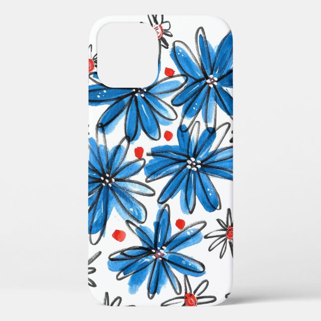 Coques Case-Mate iPhone Fleurs bleues et blanches (Verso)