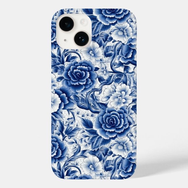 Coques Case-Mate iPhone Fleurs bleues Indigo (Verso)