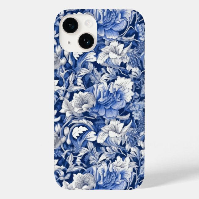 Coques Case-Mate iPhone Fleurs bleues Indigo (Verso)