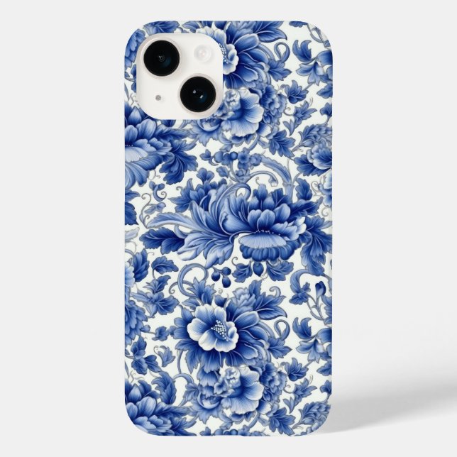 Coques Case-Mate iPhone Fleurs bleues Indigo (Verso)