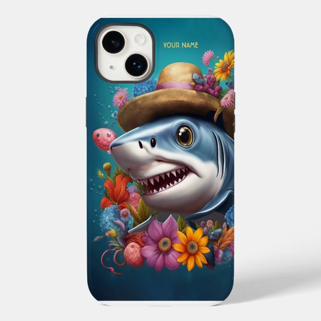 Coques Case-Mate iPhone Fleurs Casquettes Imaginaires de requin mignons (Verso)