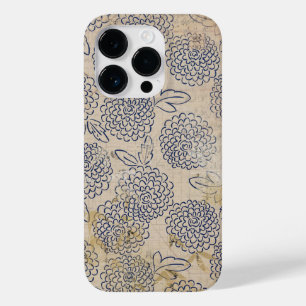 Coque Pour iPhone 14 Pro Fleurs Chrysanthème japonais vintage Stressé