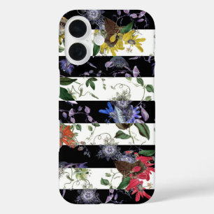 Coque Pour iPhone 16 Fleurs colorées exotiques modernes Grandes Blancs 
