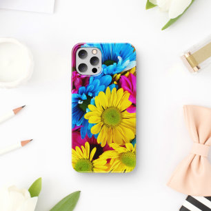 Coques Pour iPhone Fleurs colorées, marguerites - Rose Jaune Bleu