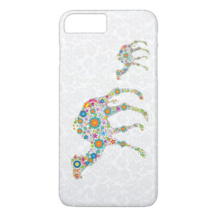 Coque iPhone 8 Plus/7 Plus Fleurs colorées rétro Camel Arrière - plan blanc