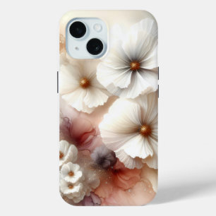 Coque Pour iPhone 15 Fleurs Cosmos Ethérées