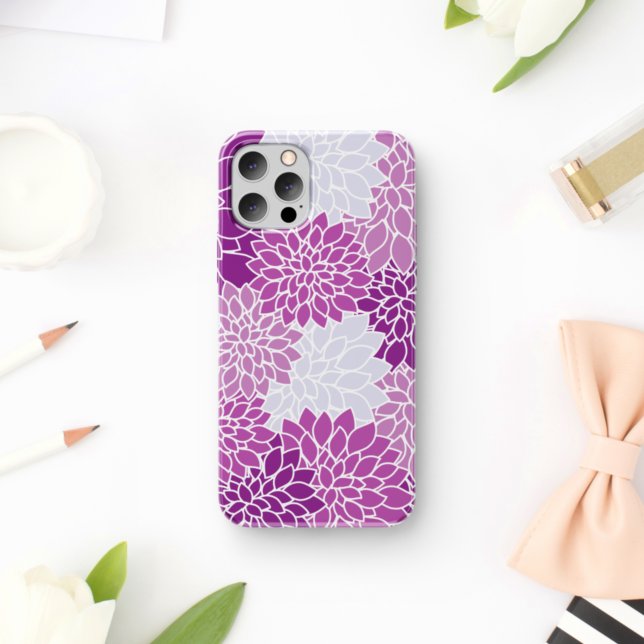 Coques Case-Mate iPhone Fleurs Dahlia, Motif De Fleurs, Dahlia Violet (Créateur téléchargé)