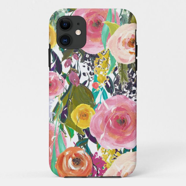 Coques Case-Mate iPhone Fleurs d'aquarelle romantique du jardin (Dos)