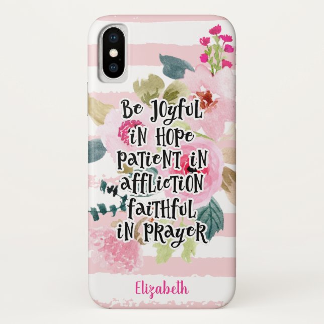 Coques Case-Mate iPhone Fleurs d'aquarelle rose pâle Bible chrétien Verse (Dos)
