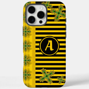 Coques iPhone 16 Pro Max Fleurs d'art en style rétro avec monogramme