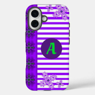 Coque Pour iPhone 16 Fleurs d'art en style rétro avec monogramme