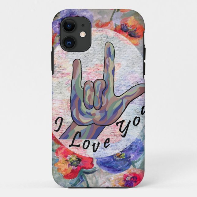 Coques Case-Mate iPhone Fleurs d'ASL et je t'aime (Dos)