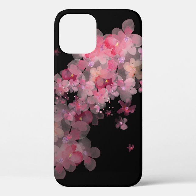 Coques Case-Mate iPhone fleurs de cerisiers roses sur le noir (Verso)
