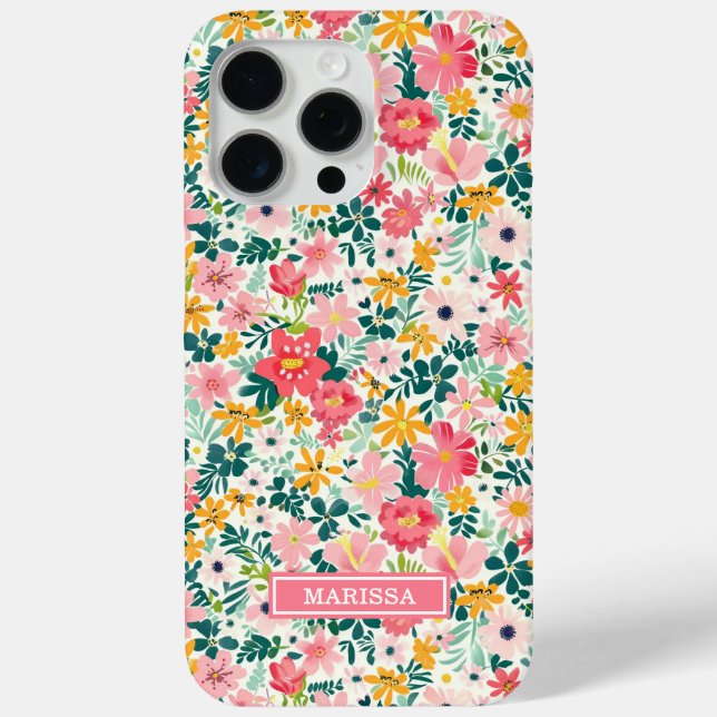Coques Case-Mate iPhone Fleurs de Corail Ditsy Monogrammées (Verso)