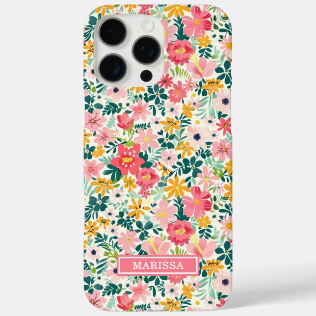 Coques Case-Mate iPhone Fleurs de Corail Ditsy Monogrammées (Verso)