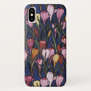 Coques Pour iPhone Fleurs de Crocus vintages dans un jardin, motif fl