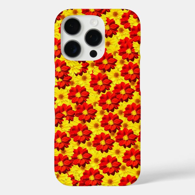Coques Case-Mate iPhone Fleurs de dahlia rouges et jaunes (Verso)