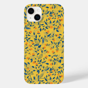 Coque Pour iPhone 14 Plus Fleurs de gribouillis en bleu et jaune