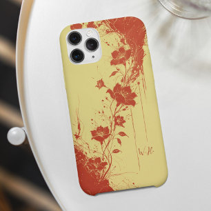 Coque Pour iPhone 16 Fleurs de Grunge Abstraites Monogramme orange jaun