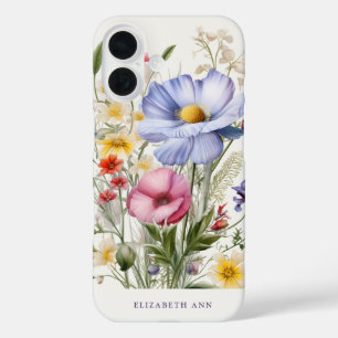 Coque Pour iPhone 16 Fleurs de jardin Nom personnalisé