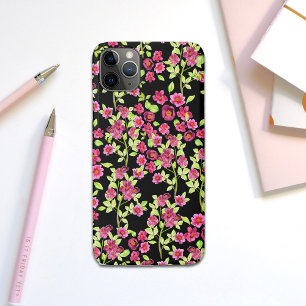 Case-Mate iPhone Case Fleurs de Jardin rose sur Arrière - plan noir