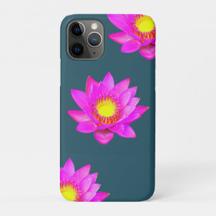 Case-Mate iPhone Case Fleurs de lotus rose magenta sur fond bleu