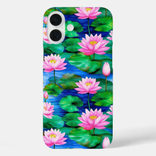 Coques iPhone 16 Plus Fleurs de Lotus roses sur un étang