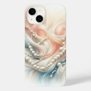 Coque Pour iPhone 14 Fleurs de luxe vintage rose et pois blancs en casc