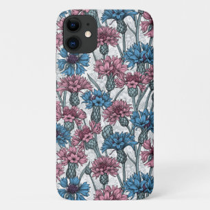 Case-Mate iPhone Case Fleurs de maïs roses et bleues, fleurs sauvages su