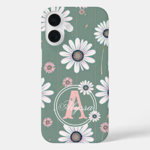 Coque Pour iPhone 16 Fleurs de marguerite rose : modèle floral minimali