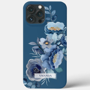Case-Mate iPhone Case Fleurs de marine   Nom personnalisé bleu