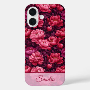 Coque Pour iPhone 16 Fleurs de paon florales personnalisées pour annive