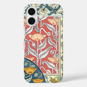Coque Pour iPhone 16 Fleurs de pavot Art Nouveau floral vintage
