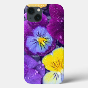 Coques Pour iPhone Fleurs de pensée flottant dans un bain d'oiseau av