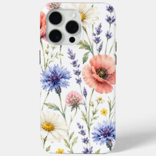 Coque iPhone 15 Pro Max Fleurs de Prairie Sauvage Aquarelle